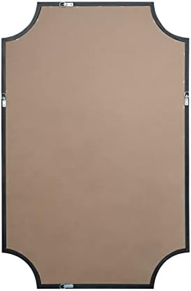 WallBeyond 24" x 36" Full Scalloped Corners Arch Rectangle Wall Mirror with Wood Frame for Entryway, Living Room or Bedroom Home Decor - Light Woodgrain [24" x 36" Black]