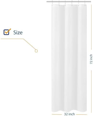 N&Y HOME Small Stall Shower Curtain Liner Fabric, White, 32 x 72 inches