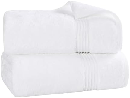 Superior 100% Egyptian Cotton Solid Bath Sheet Set, White, 2-Piece