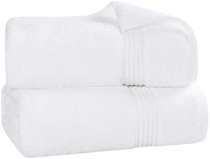 Superior 100% Egyptian Cotton Solid Bath Sheet Set, White, 2-Piece