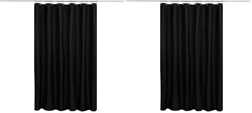 N&Y HOME Fabric Shower Curtain or Liner with Weighted Magnets - Hotel Quality Opaque Black Shower Curtain for Bathroom, Machine Washable, Water Repellent - Black, 72x72 (Pack of 2)