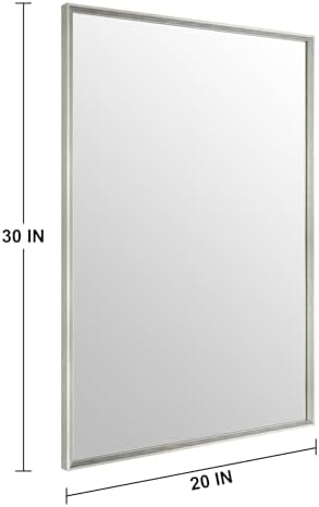 Bathroom Mirror for Wall, 30x20 Inch Framed Vanity Mirror Brushed Nickel
