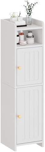BEWISHOME Small Bathroom Storage Cabinet, 2 Doors Narrow Bathroom Cabinet