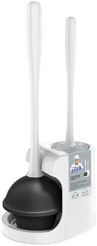 MR.SIGA Toilet Plunger and Bowl Brush Combo for Bathroom Cleaning, White
