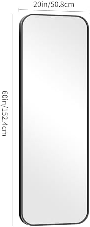 DESBING 60" x 20"Bathroom Mirror, Matte Black Wall Mirror with Metal Frame, Decorative Rectangular Vanity Mirror for Bedroom Bathroom Living Room Entryway (Horizontal/Vertical)