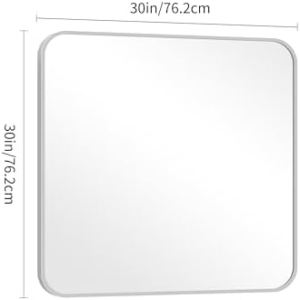 DESBING 30" x 30"Bathroom Mirror, Silver Wall Mirror with Metal Frame, Decorative Rectangular Vanity Mirror for Bedroom Bathroom Living Room Entryway (Horizontal/Vertical)