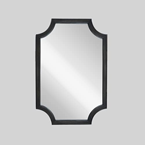 WallBeyond 20" x 30" Full Scalloped Corners Arch Rectangle Wall Mirror with Wood Frame for Entryway, Living Room or Bedroom Home Decor - Light Woodgrain [20" x 30" Black]