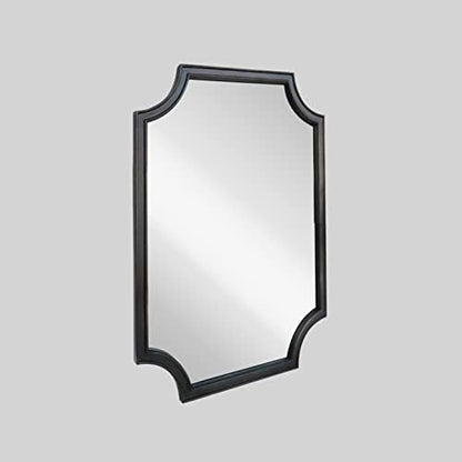 WallBeyond 20" x 30" Full Scalloped Corners Arch Rectangle Wall Mirror with Wood Frame for Entryway, Living Room or Bedroom Home Decor - Light Woodgrain [20" x 30" Black]