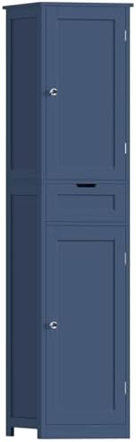 Iwell 66.9" Tall Bathroom Cabinet, Storage Cabinet with 2 Doors & 1 Drawer, Bathroom Storage Cabinets with Adjustable Shelves, for Living Room, Laundry Room, Home Office, Blue