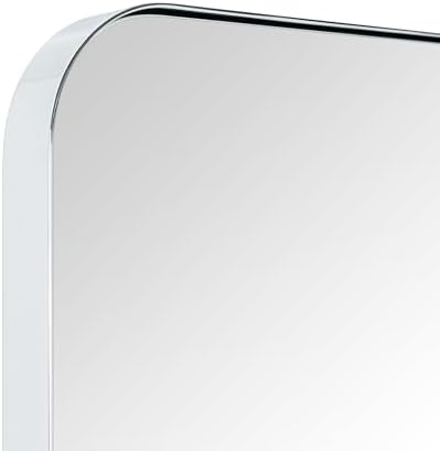 GRACTO 30 x 40'' Polished Nickel Rectangle Bathroom Vanity Mirror for Wall Polished Silver Metal Framed Rounded Rectangular Bathroom Vanity Mirrors, Vertical and Horizontal Hanging…