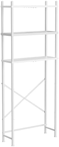 HOOBRO Over the Toilet Storage, 3-Tier Over Toilet Bathroom Organizer, Freestanding Above Toilet Shelf with Adjustable Feet, Space Saving, Easy Assembly, White WW63TS01