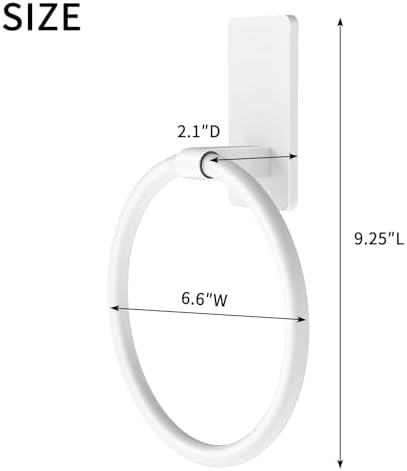 STWWO Hand Towel Holder Adhesive, Round Towel Ring for Bathroom RV, White