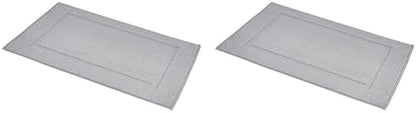 Amazon Basics Banded Bathroom Bath Rug Mat, Machine Washable, 100% Cotton, 31" x 20", Powder Gray (Pack of 2)