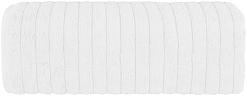 Elegant Comfort 100% Turkish Cotton Corduroy Ribbed Luxury Jumbo Bath Towel Ultra Soft - 35 x 70 Inch - Luxury Spa Premium Hotel Quality Highly Absorbent and Quick Dry Large Bath Towel, White