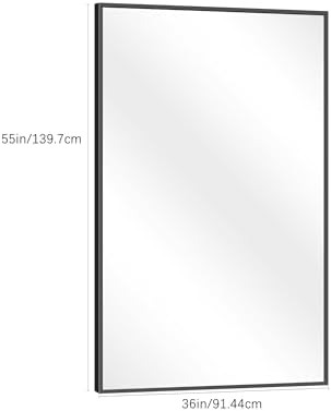 DESBING Black Bathroom Mirror for Wall, 55x36 Inch Rectangle Mirrors with Metal Frame, Modern Vanity Wall Mirror Decor for Entryway Hangs, Bathroom Living Room Horizontal or Vertical