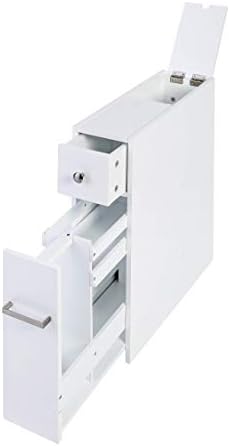 Spirich Slim Bathroom Storage Cabinet with Toilet Paper Holder, White