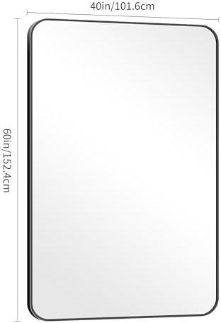 DESBING 60" x 40"Bathroom Mirror, Matte Black Wall Mirror with Metal Frame, Decorative Rectangular Vanity Mirror for Bedroom Bathroom Living Room Entryway (Horizontal/Vertical)