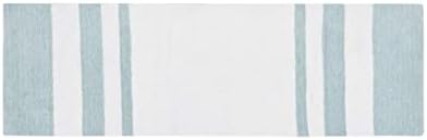 Madison Park Spa Cotton Bath Rug Non-Slip Absorbent Striped, 24 x 72, Aqua