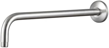 OFFO Shower Arm with Flange, 12 in Brushed Nickel Wall Mount Replacement Angle Shower Head Arm Wall-Mounted For Fixed Shower Head & Handheld Showerhead