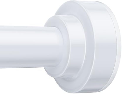 TEECK Shower Curtain Rod, 32-68 inch Adjustable Spring Tension Curtain Rod, Never Rust Anti-Slip Shower Curtain Rod for Bathroom, No Drilling, Never Collapse, Easy to Use, White