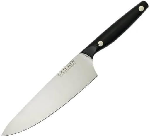 Lamson Vintage 8" Chef's Knife, Hi-Carbon Stainless Steel Blade, Double Riveted for Balance, Ideal for Dicing, Slicing & Chopping, Kitchen Knives - Midnight Handle