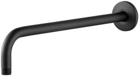 OFFO Shower Arm with Flange, 16 in Wall Mount Replacement Angle Shower Head Arm Wall-Mounted For Fixed Shower Head & Handheld Showerhead, Matte Black