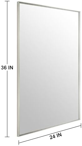 Bathroom Mirror for Wall, 36x24 Inch Framed Vanity Mirror Brushed Nickel