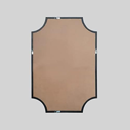 WallBeyond 20" x 30" Full Scalloped Corners Arch Rectangle Wall Mirror with Wood Frame for Entryway, Living Room or Bedroom Home Decor - Light Woodgrain [20" x 30" Black]