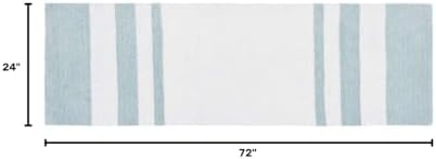 Madison Park Spa Cotton Bath Rug Non-Slip Absorbent Striped, 24 x 72, Aqua