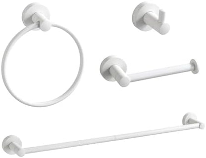 BGL Bathroom Accessories Set 4-Pieces White Zinc Alloy Wall Mounted Towel Racks for Bathroom