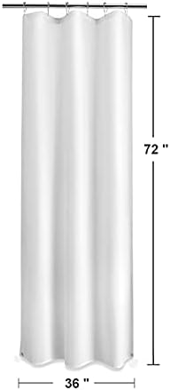 Titanker Small Stall Shower Curtain Liner Washable, 36 x 72 Inches, White Fabric Stall Shower Liner with 2 Magnets, Waterproof RV Shower Liner Soft Lightweight Polyester, White