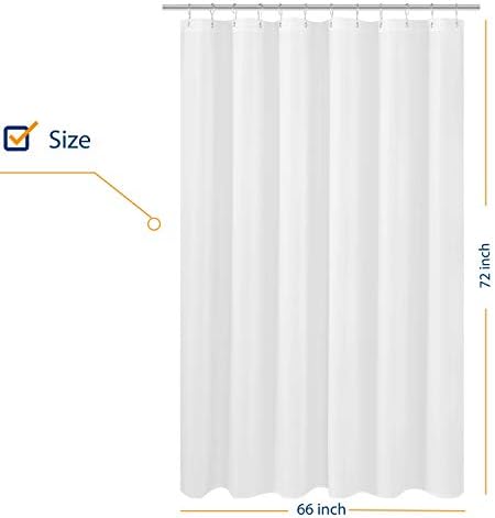 N&Y HOME Fabric Shower Curtain Liner 66 x 72 inches, White