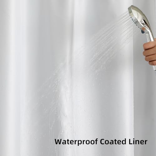 Colorful Star Navy Blue No Hook Waffle Shower Curtain Set, 72" W x 87" L