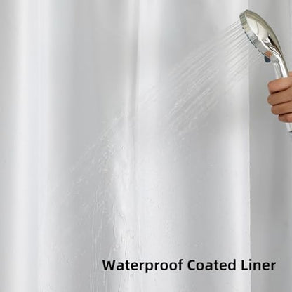 Colorful Star Charcoal Grey No Hook Waffle Shower Curtain Set, 72 x 87 Inch