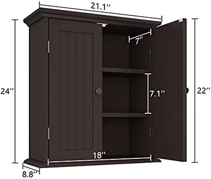 ChooChoo Bathroom Wall Cabinet with 2 Doors, Over The Toilet
