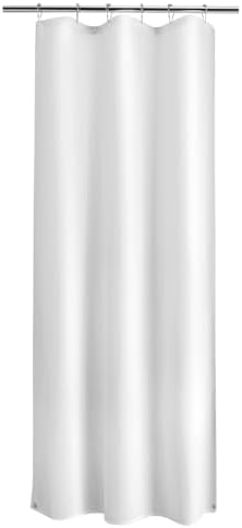 Titanker Small Stall Shower Curtain Liner Washable, 36 x 72 Inches, White Fabric Stall Shower Liner with 2 Magnets, Waterproof RV Shower Liner Soft Lightweight Polyester, White
