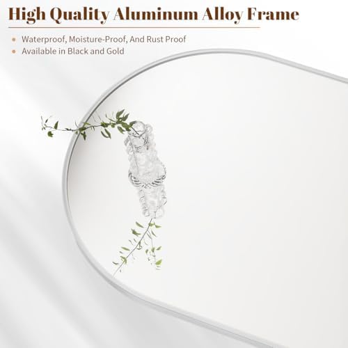 BEAUTYPEAK 26"x38" Arch Bathroom Wall Mirror, Silver
