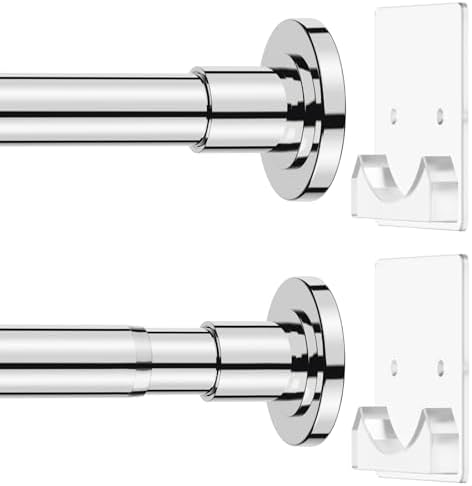 CorkLatta Chrome Adjustable Shower Curtain Rod 32 to 92 inch with 2 Holders