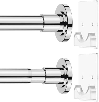 CorkLatta Chrome Adjustable Shower Curtain Rod 32 to 92 inch with 2 Holders