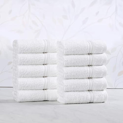 Superior Egyptian Cotton 10-Piece Face Towel Set , Small Towels For Facial, Spa, Quick Dry, Absorbent Towels, Bathroom Accessories, Guest Bath, Home Essentials, Washcloth, Airbnb, White