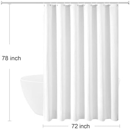 Gibelle Long 230GSM Heavy Duty White Shower Curtain, 72 x 78