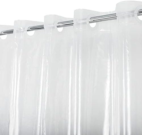 No Hook PEVA Shower Curtain or Liner, Standard Size 71 x 74, Clear