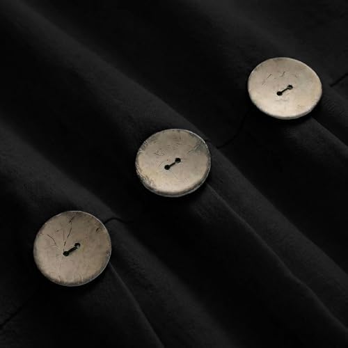 Farmhouse Shower Curtain Linen Button Rustic Black 72" W x 72" L