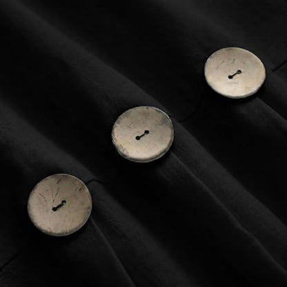 Farmhouse Shower Curtain Linen Button Rustic Black 72" W x 72" L