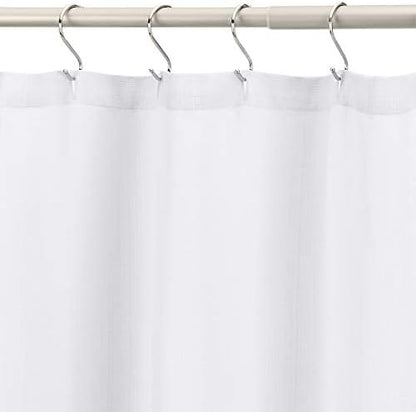 Amazon Basics Linen Style Bathroom Shower Curtain, 100% Polyester, 72" x 72", Bright White