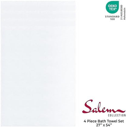 American Soft Linen Salem 100% Cotton Turkish 4 Piece Hand Towels for Bathroom, 600 GSM Soft Absorbent Quickdry Hand Face Towel Set, White