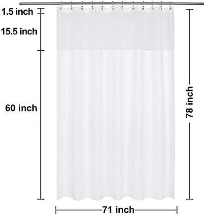 N&Y HOME Long Waffle Weave Shower Curtain with Snap-in Liner 71x78, White
