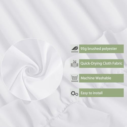 Farmhouse Ruffle Shower Curtain, White, 72 x 72 in