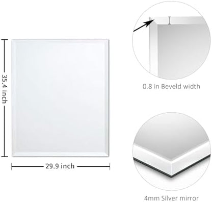 30x36 Inch Bathroom Mirrors for Over Sink, Frameless Mirrors for Wall