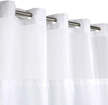 RiverDream Heavyweight Waffle No Hook Shower Curtain with Liner,White,71x86